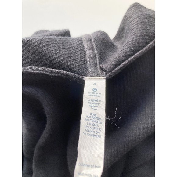 LULULEMON Cabin Yogi Wrap Heathered Black Boolux Hooded Cardigan Sweater, Size 4 - Picture 12 of 16